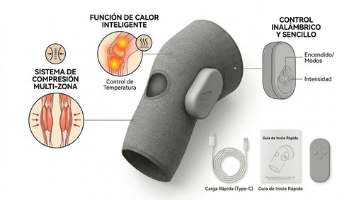 Masajeador Térmico Inteligente de Piernas y Rodillas - Recargable e Inalámbrico